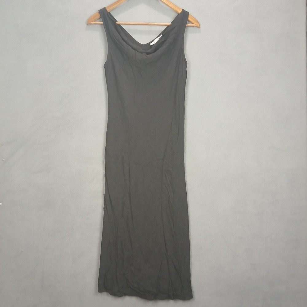 Dressbarn Maxi Dress Womens 12 Black Draped Cowl Neck Sleeveless Outerwear